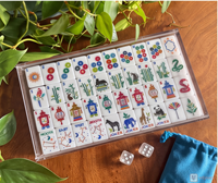Braunes Safari-Tier-Motiv Amerikanisches Acryl Modernes Mahjong-Set Giraffe Elefant Zebra Schlange Blumen Laternen-Druck Tragbar