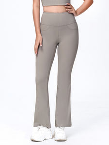 Pantalon de yoga taille haute respirant pour femme, style <span class=keywords><strong>vintage</strong></span>, coupe large, avec poches aux hanches, longueur intégrale - Product Image 2