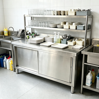 Table de travail commerciale en acier inoxydable assemblée avec étagère supérieure, robuste, pour la préparation des aliments dans les cuisines de restaurants