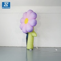 Modèle de fleur gonflable personnalisé violet, décoration florale gonflable pour centre commercial, scène, lieu touristique extérieur, camping, événement, ornement