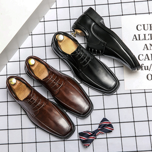 punta cuadrada de cuero zapatos para hombres elegante y auténtica:  Alibaba.com