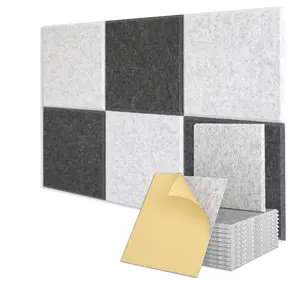 12個大型正方形ポリエステル繊維吸音パネル壁クリエイティブ吸音装飾フェルトボード粘着性