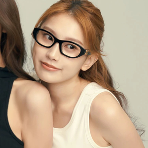 Lunettes de vue en acrylique style Miu MU03WVF, monture sans maquillage, nouvelle forme ovale, petite, noire, légère, avec logo doré, pour myopie, usage quotidien - Product Image 2