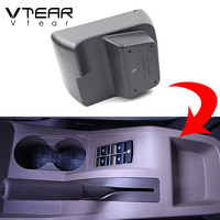 Vtear Boîte de rangement élégante en ABS et cuir PU pour accoudoir avant de voiture avec porte-gobelet USB, accessoires intérieurs pour Mahindra Bolero SUV 2000-2024
