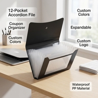 Porte-documents extensible portable Weishu en PP, classeur accordéon à 12 poches avec cordon pour cartes, coupons et reçus A6