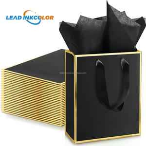 Driew Luxury Small Black Gift Bags Bulk 100 Pcs Min Thick Kraft Paper Black Handles Set Wedding Party Baby Shower Custom Logo - Product Image 4