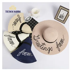 Tenfiln 2023 – chapeau de paille en papier pour femmes, large bord, personnalisé, plage d'été, soleil, vente en gros, chine