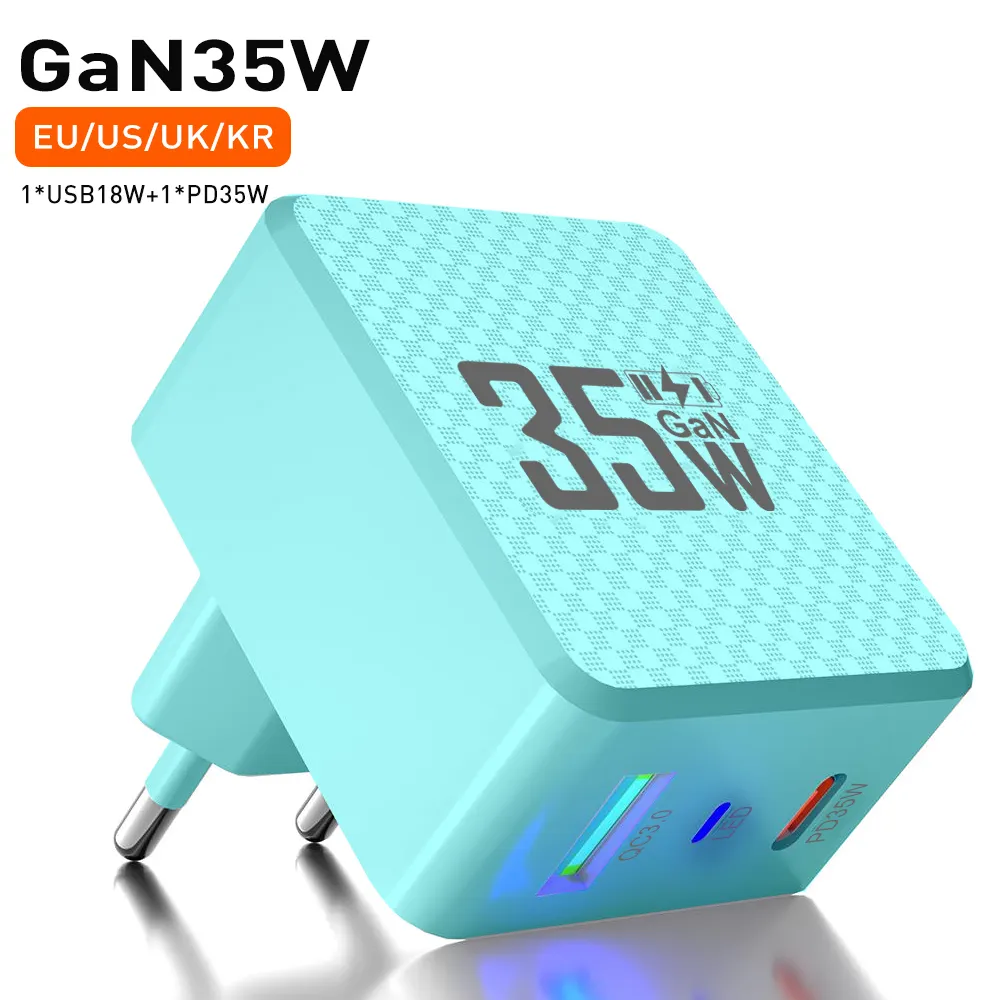 3D OEM COLOR 35W USB PD Charger Type C Fast Charging Quick Charge 3.0 Travel Adapter For iPhone 15 Huawei Samsung Phone Charger