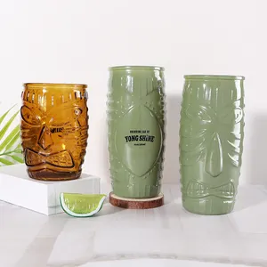 Pot en verre de 600ml avec logo sur mesure Pot à bougie en verre vert parfumé de luxe vide unique