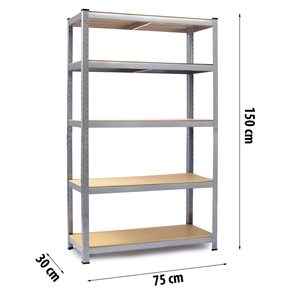 Estantería de Almacenamiento de <span class=keywords><strong>Acero</strong></span> <span class=keywords><strong>Inoxidable</strong></span> de 5 Niveles, Sin Pernos, Capacidad de 175 kg, Superficie Galvanizada con Protección Contra la Corrosión - Product Image 2