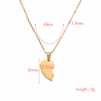 Élégant coeur blanc personnalisé Couple ensemble usine ventes directes en acier inoxydable Couple paire demi-coeur collier