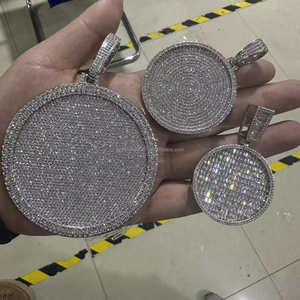 유윈 2025 대형 원형 DIY 사진 펜던트 8cm 전체 아이스 아웃 5A 포토 남성용 기념 데모 펜던트 목걸이 - Product Image 6
