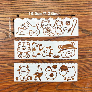 8 pochoirs d'animaux mignons pour la peinture, modèles <span class=keywords><strong>de</strong></span> dessin réutilisables pour le bois, les murs, les tissus, les loisirs créatifs pour enfants, la décoration intérieure - Product Image 5