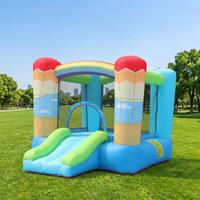 Château gonflable à thème arc-en-ciel avec toboggan, en PVC de qualité commerciale, design plage, maison de saut pour location de fête d'enfants