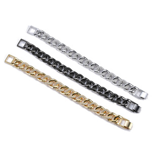 Pulsera de Cadena <span class=keywords><strong>Cubana</strong></span> con Incrustaciones de Diamantes de Imitación para Hombre y Mujer, Joyería de Cadena Dorada, Plateada y <span class=keywords><strong>Negra</strong></span> - Product Image 2