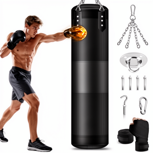 Nouveau <span class=keywords><strong>sac</strong></span> <span class=keywords><strong>de</strong></span> frappe autonome non rempli pour entraînement <span class=keywords><strong>de</strong></span> Taekwondo, <span class=keywords><strong>sac</strong></span> <span class=keywords><strong>de</strong></span> boxe suspendu avec gants et accessoires - Product Image 1