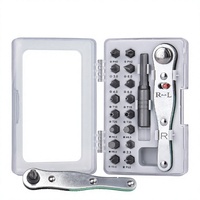 Jeu de tournevis à cliquet 18 en 1 avec embouts interchangeables pour réparation de bricolage, poignée en aluminium finition chromée