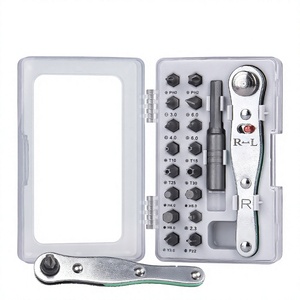 18 In 1 Ratcheting <b>Screwdriver</b> Set With Interchangeable Bits For Diy Repair Chrome Finish Aluminum Handle - Product Image 1