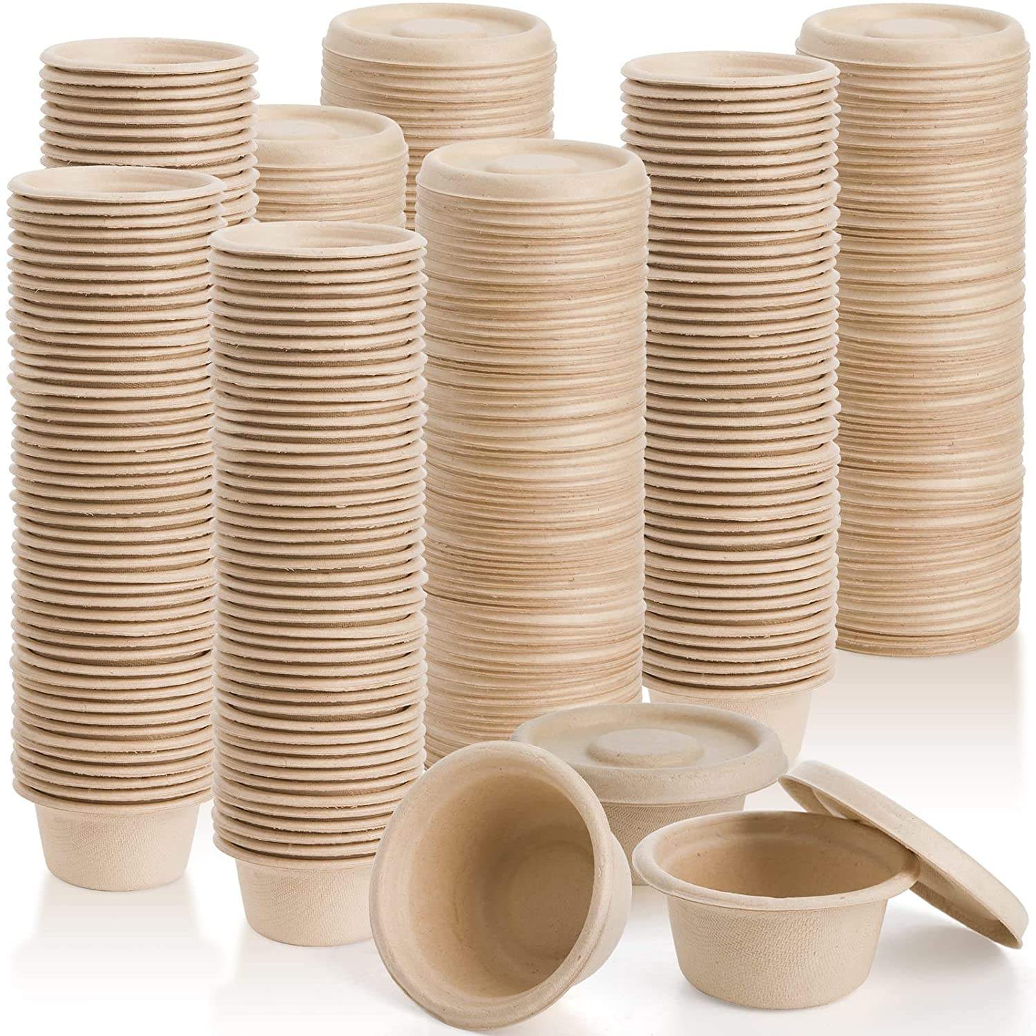 Custom 2 oz Biodegradable Sugarcane Bagasse Small Food Container Disposable PET PP PLA Coated Paper Plates & Bowls