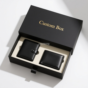 Custom Luxury <b>Black</b> Paper Wallet <b>Gift</b> <b>Box</b> with Handmade Slide and Ribbon Packaging - Product Image 2