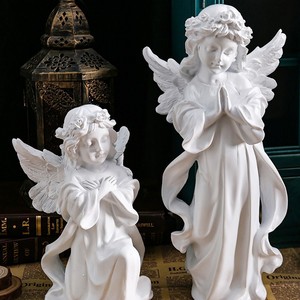 Statuetta di Angelo in Stile Europeo Vintage, Ornamento in Resina e Gesso, Decorazione da Scrivania con Motivo Cartoon, Piccola Angioletta, Accessorio per il Ringraziamento - Product Image 2