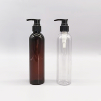 Prix de gros – Flacons pompe ronds en PET transparent ou ambré de 2 oz et 8 oz pour emballages cosmétiques et soins de la peau