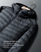Veste d'hiver rembourrée en duvet de canard légère et chaude pour homme avec logo personnalisé, en nylon, à capuche, pour l'extérieur