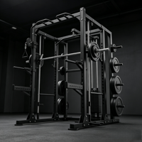 Rack Commercial Compact Tout-en-un pour Petites Salles de Sport, Largeur 2200mm, Machine Smith Multi-Planes 3D, Combo Power Rack et Barre de Traction en Carbone