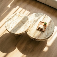 Table basse ronde en onyx doré de style italien moderne, table à thé pour la décoration de la maison, meubles de salon, hôtel, bar, café