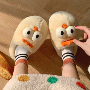 Peluche décontractée pour femmes pour pantoufles fermées automne hiver chambre mode petit poulet jaune confinement doux <span class=keywords><strong>EVA</strong></span> chaud - Product Image 3