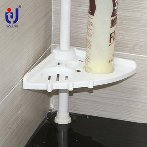 Étagère <span class=keywords><strong>de</strong></span> <span class=keywords><strong>douche</strong></span> télescopique d'angle flottante à 4 niveaux, <span class=keywords><strong>antirouille</strong></span>, blanche, pour serviettes - Product Image 4