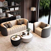 Sofá de Recepción de Oficina de Lujo, Sillón Moderno para Sala de Estar, Tapizado en Terciopelo, Juego de Sofás con Diseño Acolchado y Detalles Dorados