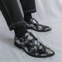 Herren PU-Leder Slipper Eleganter Business-Büro-Stil Monk-Schnalle Slip-On Modische Freizeitschuhe Herren Anzugschuhe