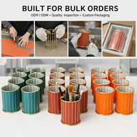 Porte-stylo en cuir PU fait main avec logo personnalisé, métal doré, organisateur de bureau multifonctionnel pour fournitures de bureau, pinceaux de maquillage
