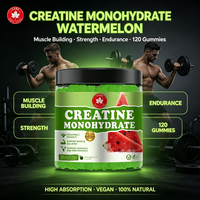 Gummies de créatine monohydrate OEM saveur pastèque, 120 unités, haute absorption pour le développement musculaire, la force et l'endurance, personnalisables pour la salle de sport