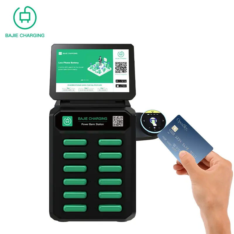 전화 충전 자동 판매기 카드 리더 12 슬롯 휴대용 발전소 교체 임대 배터리 스테이션