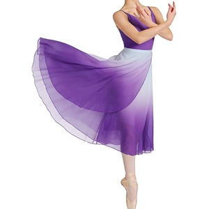 Jupe de danse en tulle dégradé pour femme adulte, jupe de pratique corporelle, mi-longue, à nouer à la taille, jupe une pièce - Product Image 3