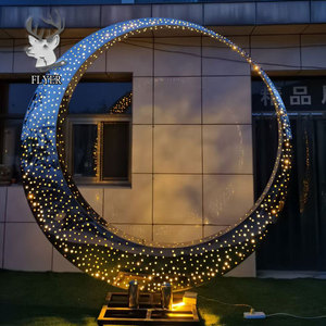 Popular Escultura de Fonte de Água em Círculo de Aço Inoxidável, Estátua de Arte de Metal Grande Soldada para Jardim, Design Personalizado - Product Image 2