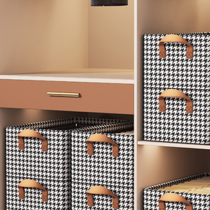 Caja de Almacenamiento de Tela No Tejida con Diseño de Pata de Gallo, Plegable, Apilable, para Guardar Ropa en el <span class=keywords><strong>Armario</strong></span>, Cesta de Almacenamiento de Ropa para el Hogar - Product Image 2