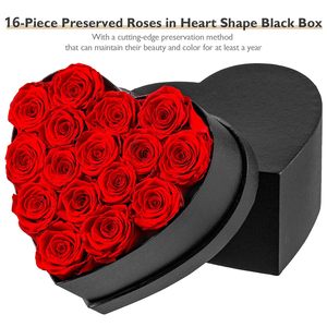 16 piezas de flores naturales para siempre, rosas preservadas, <span class=keywords><strong>flor</strong></span> inmortal que dura un año, caja con forma de corazón de Rosa real eterna - Product Image 2