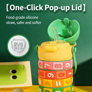 Botella de agua aislada de acero inoxidable <span class=keywords><strong>para</strong></span> niños, con diseño de juguete matemático, divertido rompecabezas de aritmética y anillo, termo de vacío. - Product Image 4