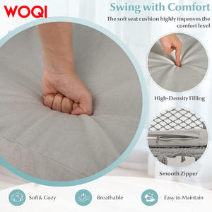 Fauteuil suspendu double WOQI gris style bohème, intérieur/extérieur, pour 2 personnes, capacité de charge 180 kg - Product Image 2