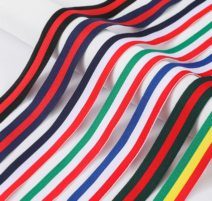 Jacquard Intercolored Striped Design Herringbone Webbing Black Red White Blue for Home Textiles Bags Clothing Accessories