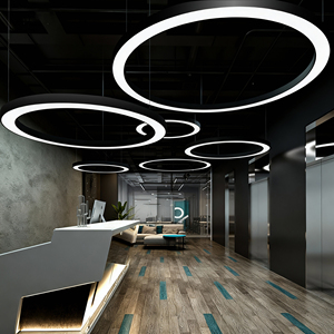 Lampada a Sospensione Circolare LED per Uffici, Centri Commerciali, Supermercati, Palestre, Stile Industriale Personalizzabile - Product Image 1