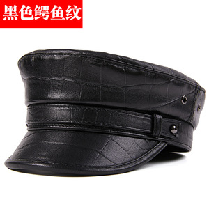 Otoño e invierno Europa América Ancianos de mediana edad Motocicleta Hombres Cuero Rock Pirate Hat Captain's Outdo - Product Image 6