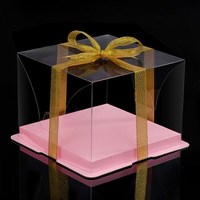 Boîtes cadeaux personnalisables en plastique transparent noir et rose de 6 pouces et 12 pouces, boîtes à gâteaux d'anniversaire pour la nourriture pour les célébrations