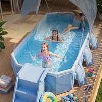 Piscine gonflable pliable en PVC écologique et durable pour usage domestique et extérieur, idéale pour bébés, enfants et familles, avec fonction de surf, 2,1m-3m