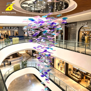 Lámpara de Araña Artística de Cristal Soplado con Forma de <span class=keywords><strong>Pez</strong></span>, Lámpara Colgante Grande para Atrios, para Techos Altos, Proyectos de Espacios Comerciales - Product Image 5