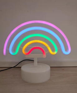 <span class=keywords><strong>Lampe</strong></span> de table au néon de petit format à piles AA avec base LED, signe décoratif au néon dinosaure, cactus, arc-en-ciel - Product Image 3