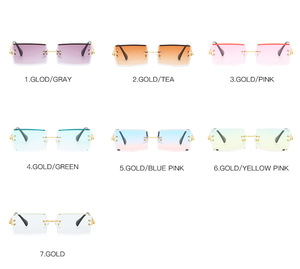 Pequeño cuadrado Rectangular borde sin montura gafas de <span class=keywords><strong>sol</strong></span> de las mujeres de la moda <span class=keywords><strong>al</strong></span> por mayor de UV400 el <span class=keywords><strong>sol</strong></span> gafas Mujer - Product Image 6